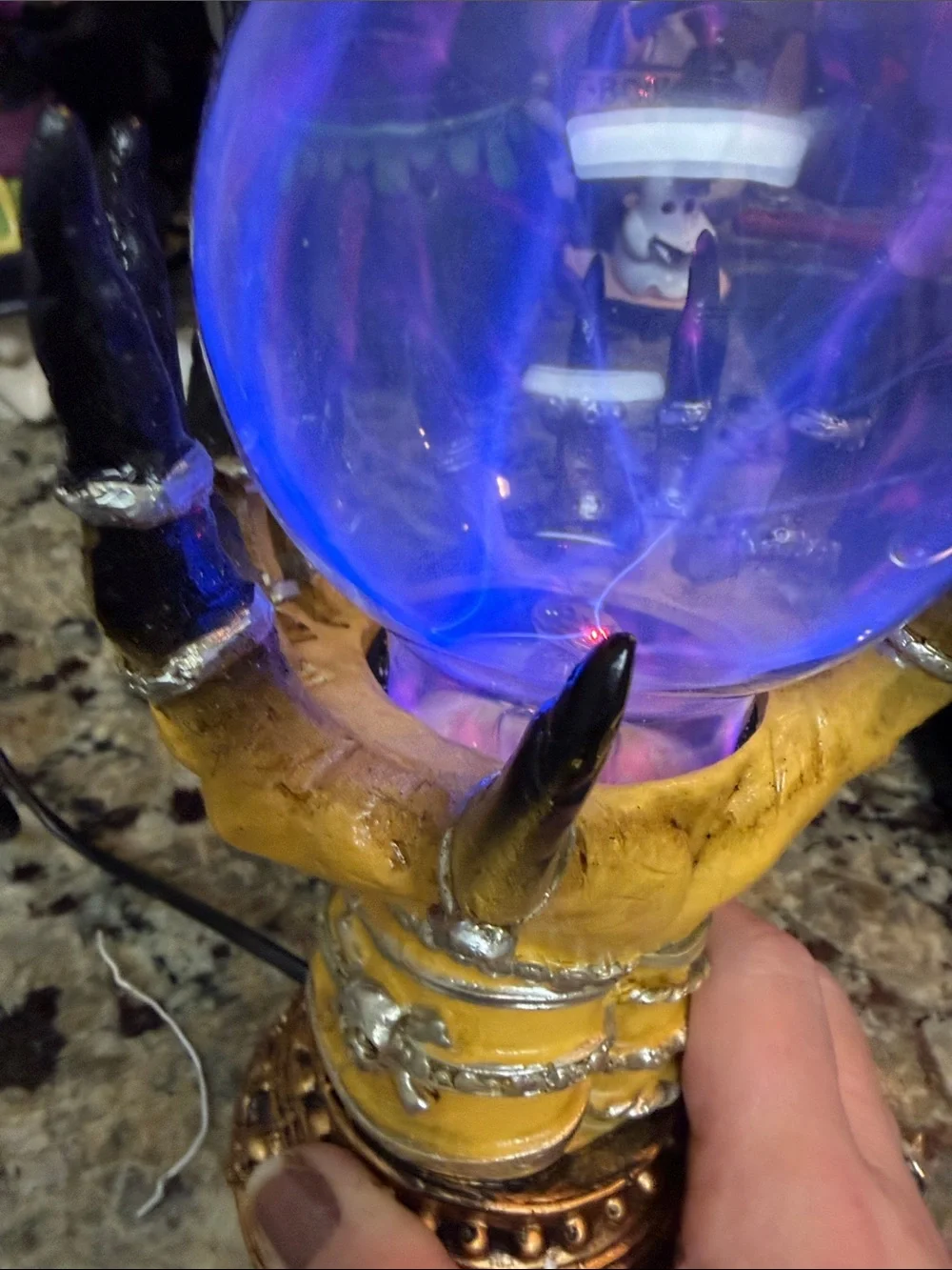 Decorative Yellow Hand Plasma Lantern with Blue-Purple Orb
